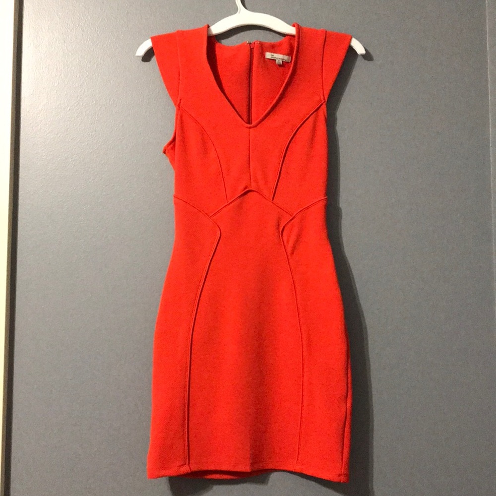 Vibrant orange fitted dress